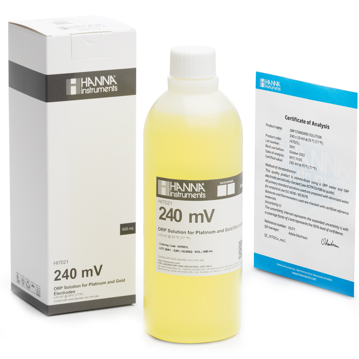 240 mV @ 25°C ORP Test Solution (500 mL) - HI7021L