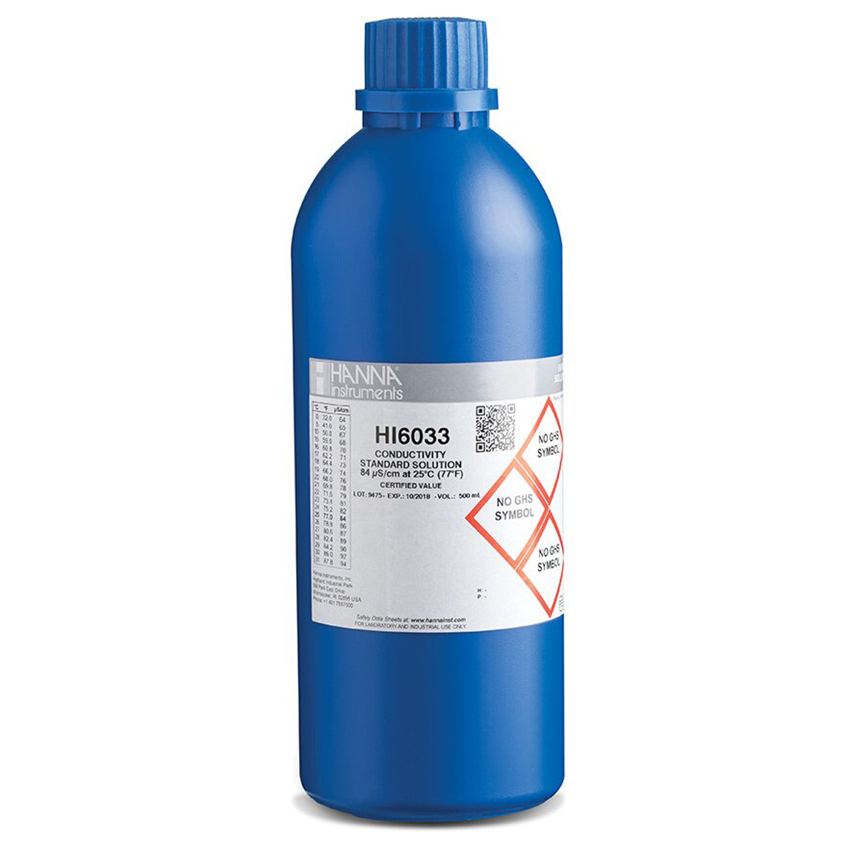 HI6033 84 µS/cm Conductivity Standard in Light Block Bottle (500mL)