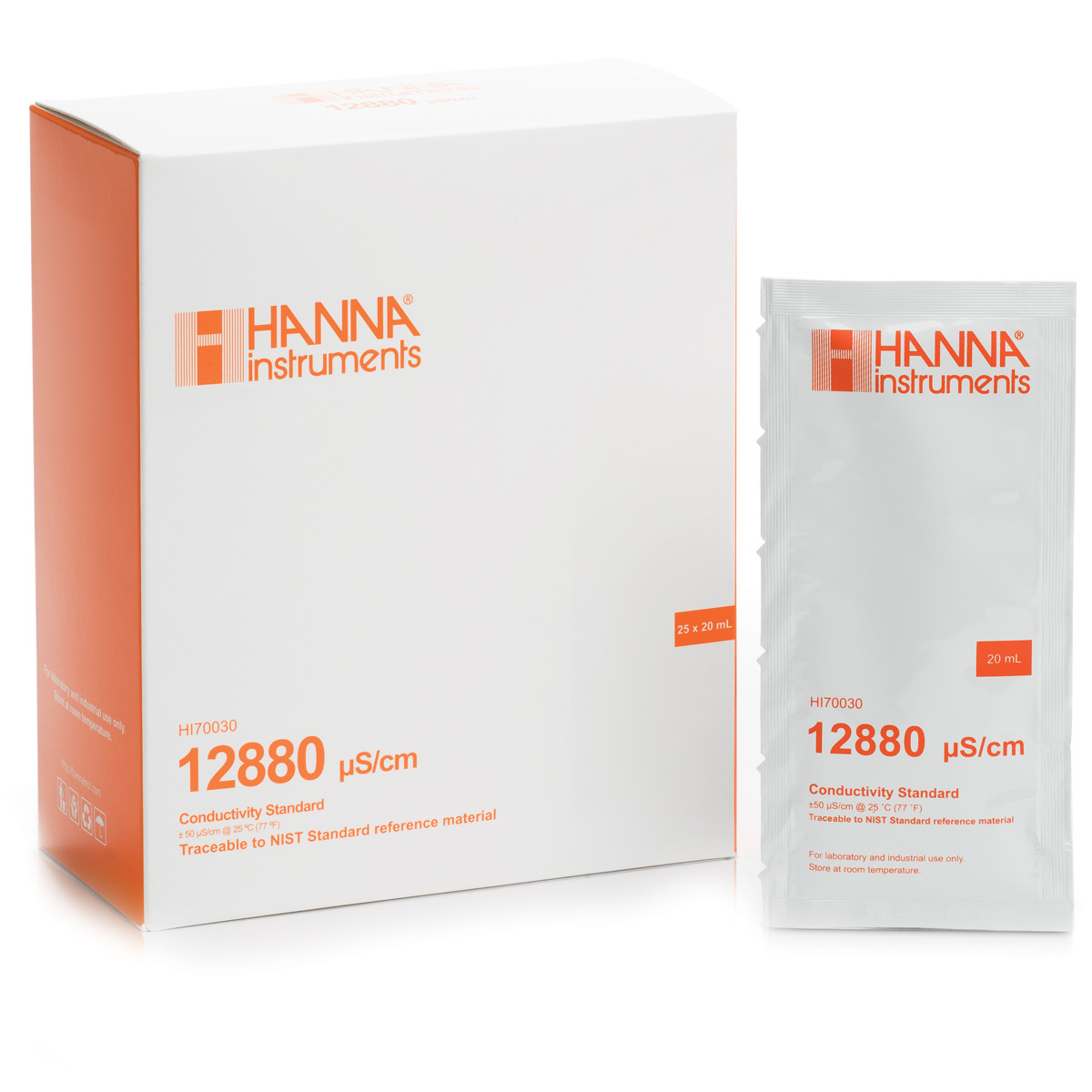 Hanna様 HI70030P 12880 µS/cm Conductivity Standard (25 x 20mL)