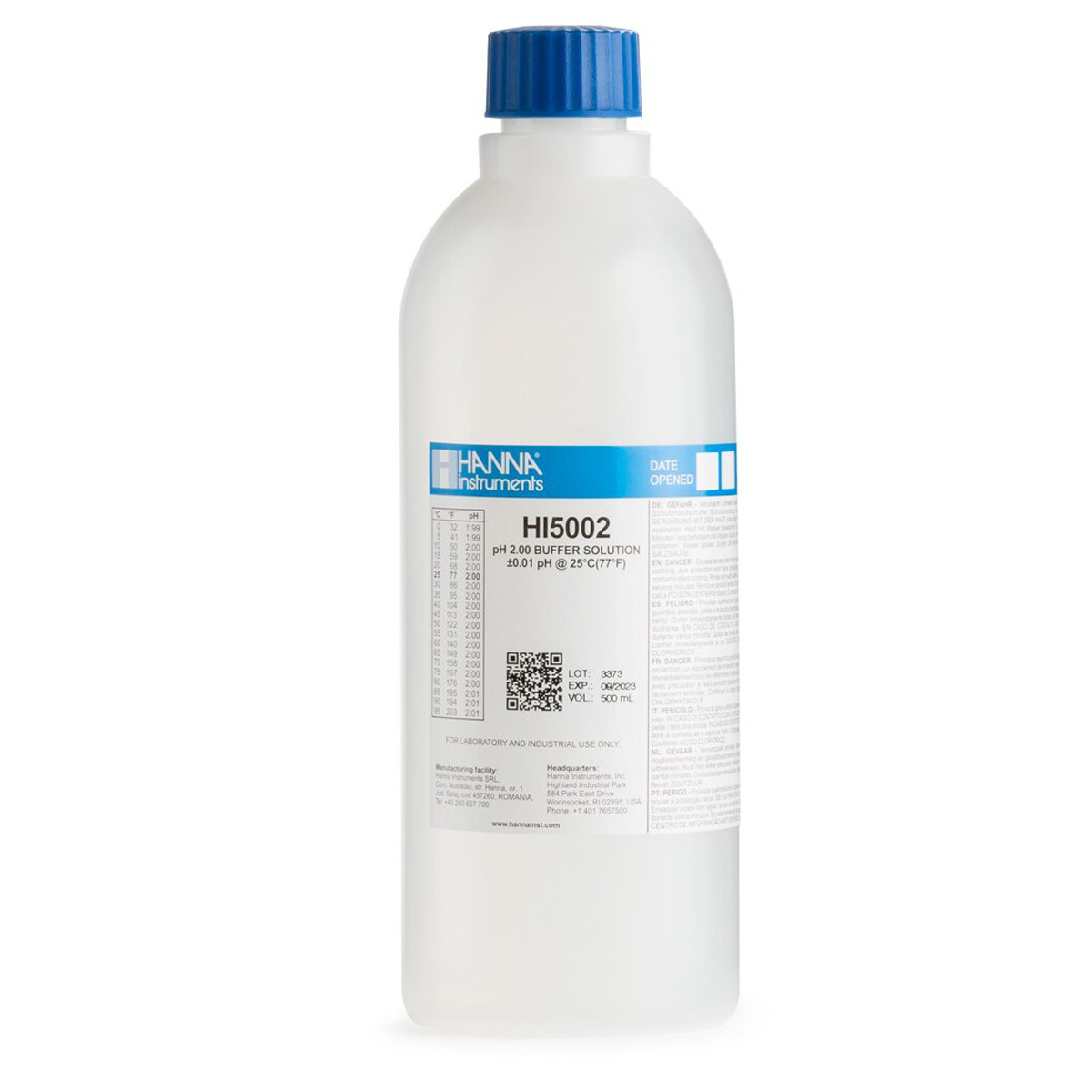 HI5002 pH 2.00 Technical Calibration Buffer (500 mL)