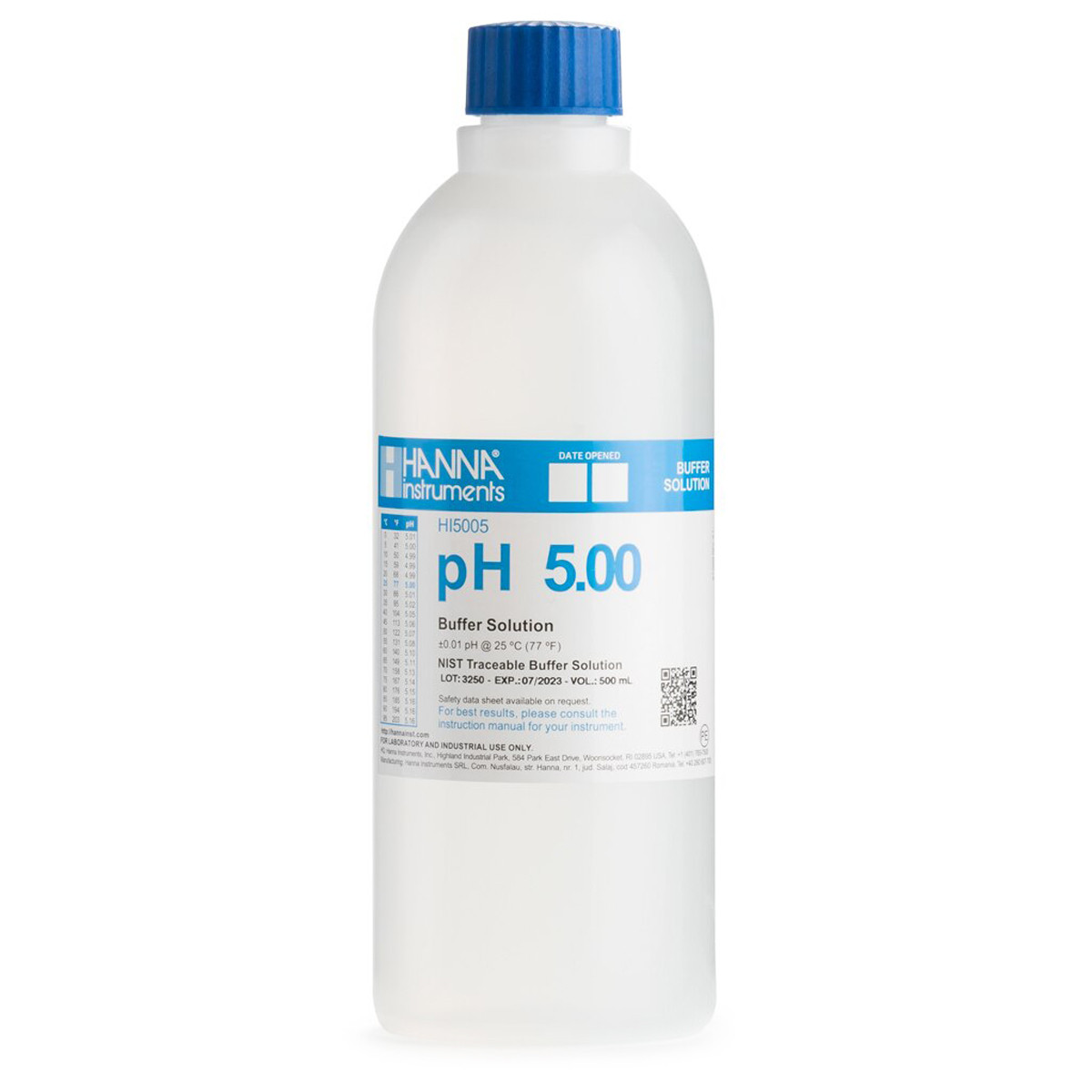 HI5005 pH 5.00 Technical Calibration Buffer (500 mL)