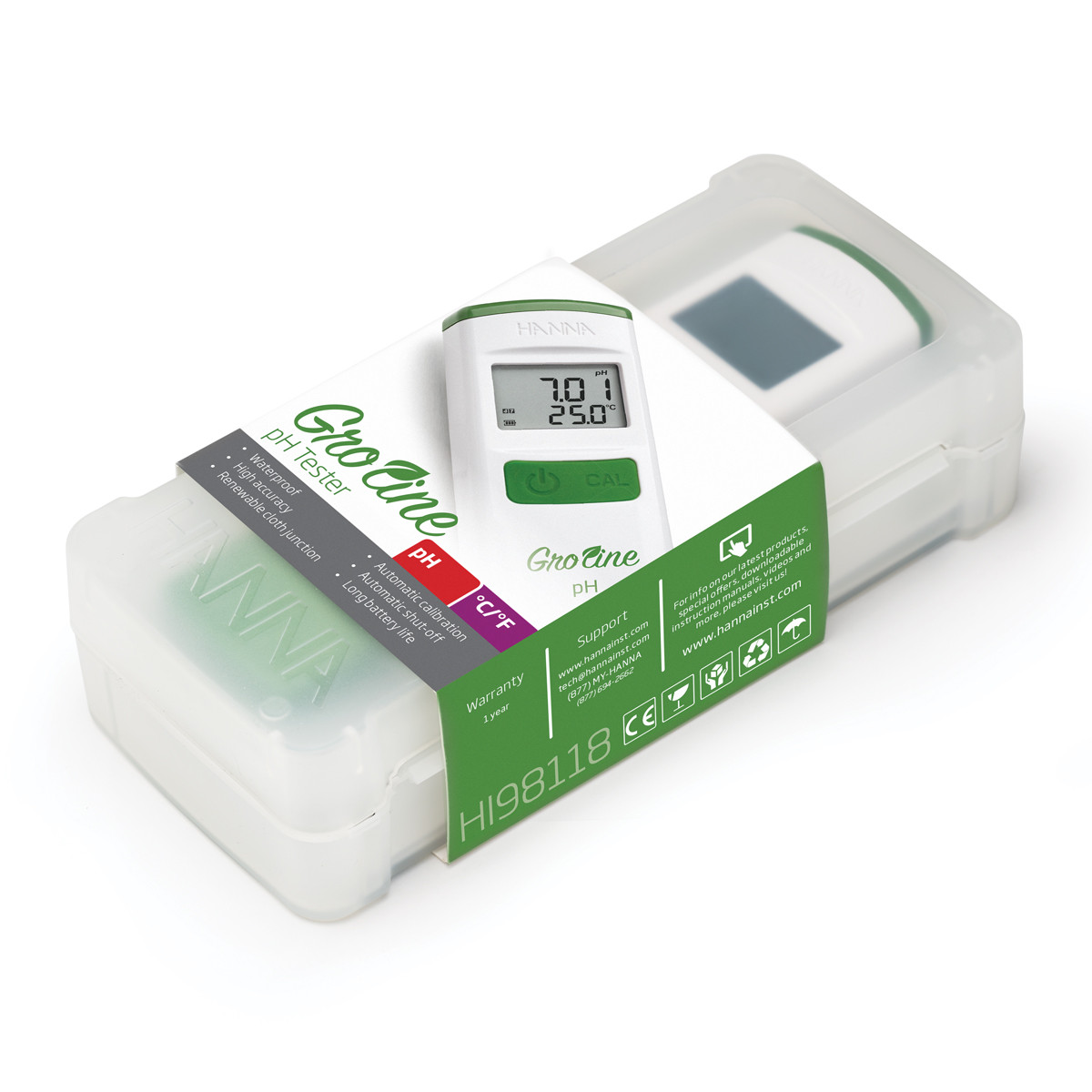 GroLine Waterproof Hydroponic pH Tester - HI98118