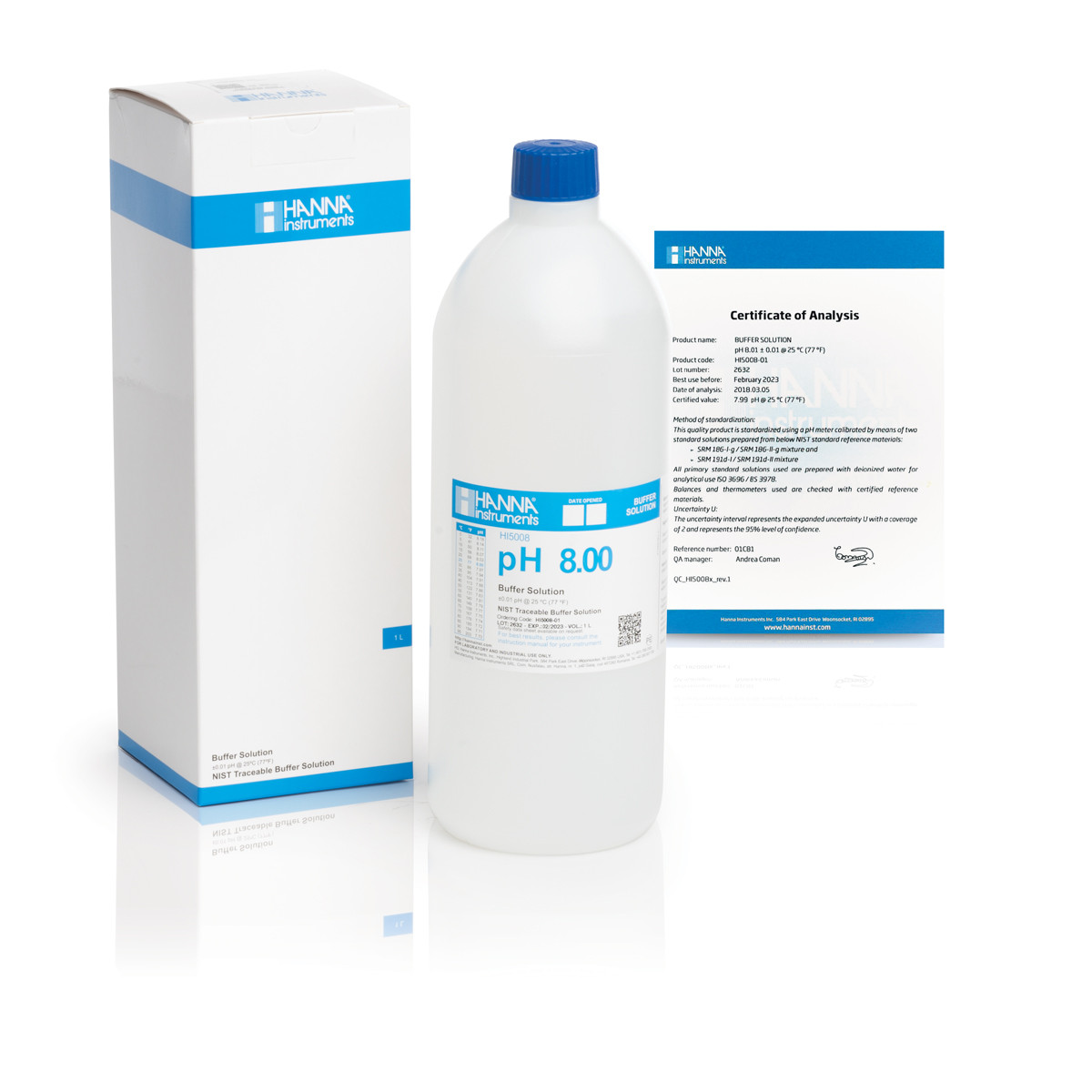 HI5008-01 pH 8.00 Technical Calibration Buffer (1 L)