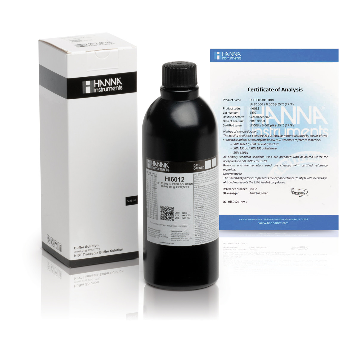 HI6012 pH 12.000 Millesimal Calibration Buffer (500 mL)