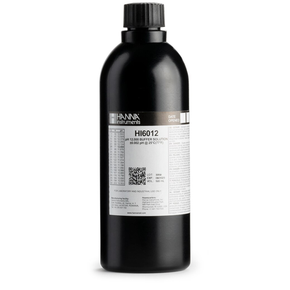 HI6012 pH 12.000 Millesimal Calibration Buffer (500 mL)