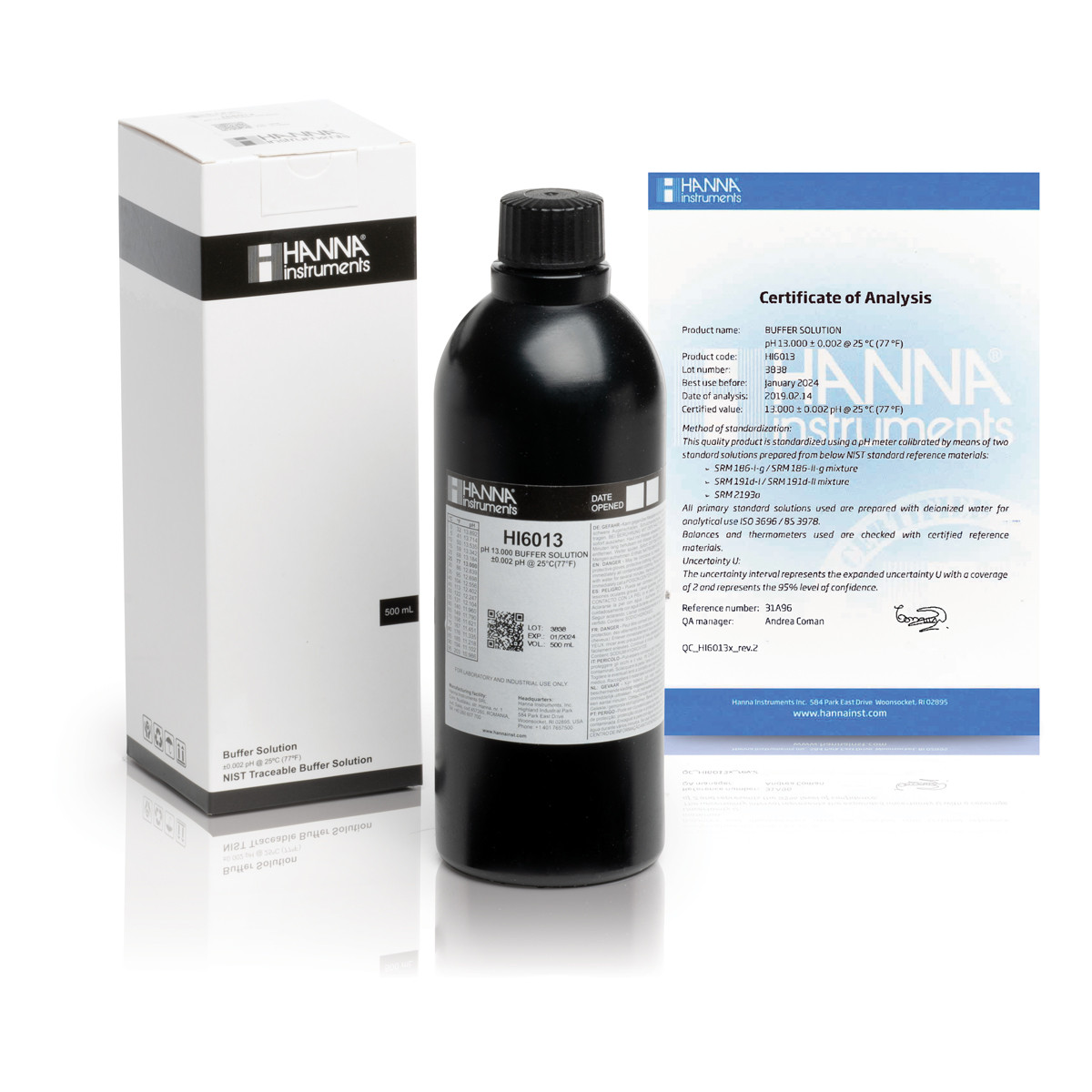 HI6013 pH 13.000 Millesimal Calibration Buffer (500 mL)