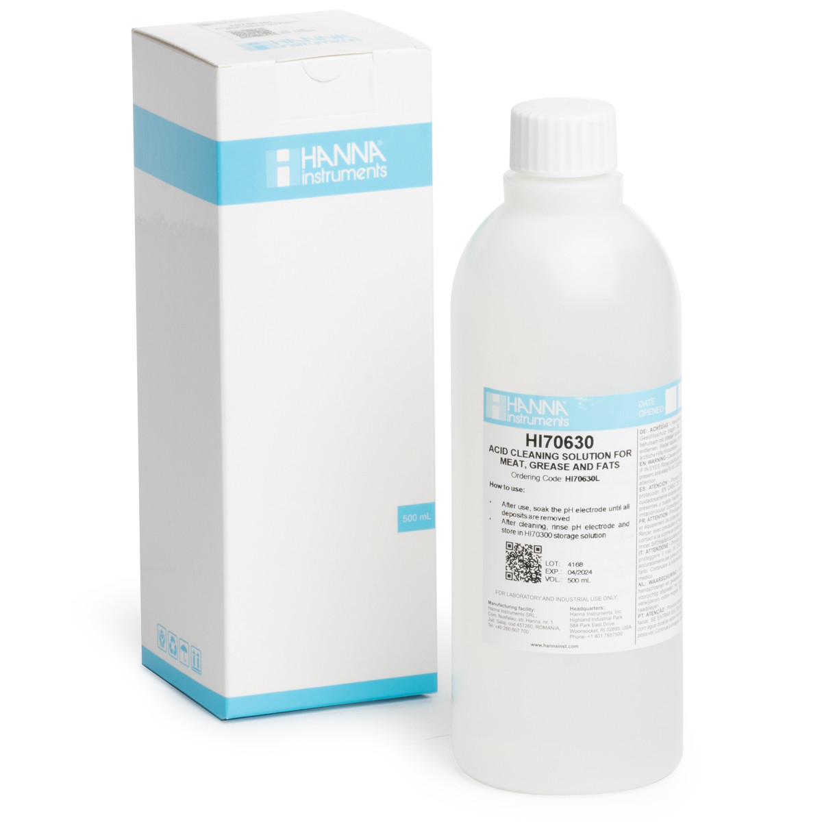 HI70630L Grease and Fats Acid Cleaning Solution (500 mL)