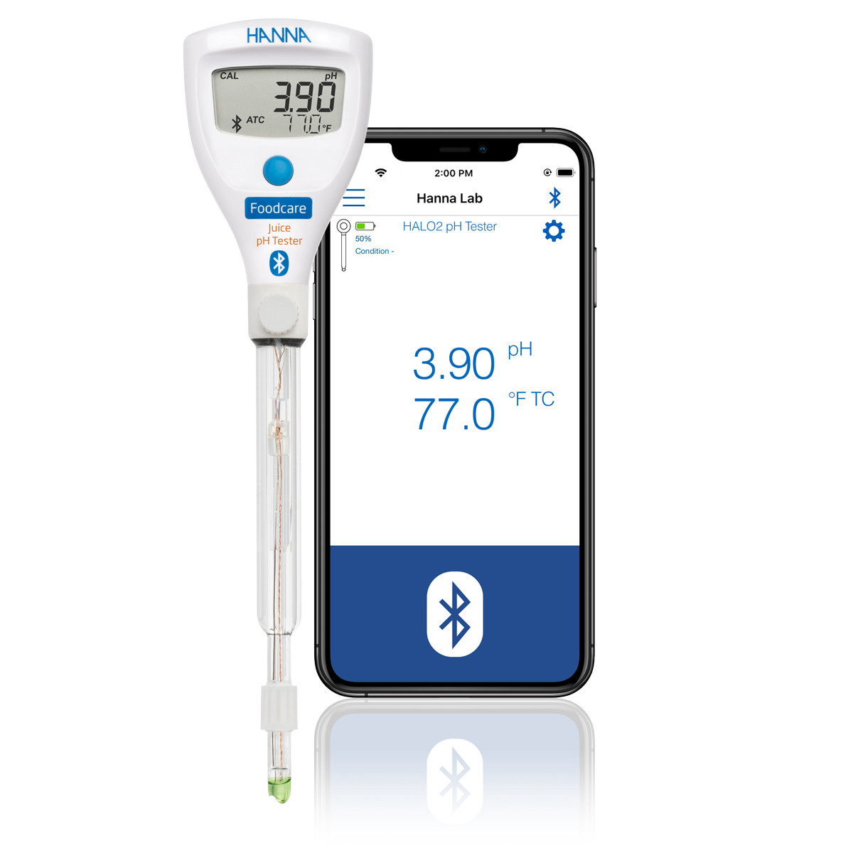 HALO2 Wireless Refillable pH Tester for Juice with Built-in