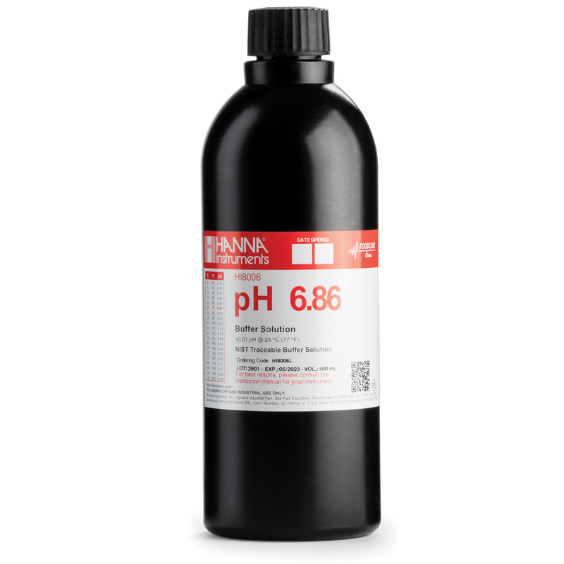 HI8006L pH 6.86 Calibration Buffer in FDA Bottle (500 mL)