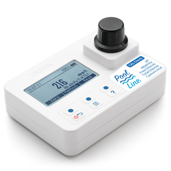 Pool Line Free & Total Chlorine, Cyanuric Acid, and pH Portable Photometer with CAL Check - Meter Only