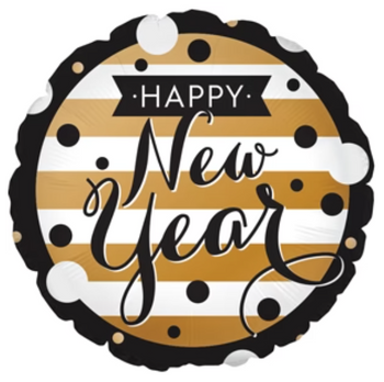 17" Happy New Year Black & Gold