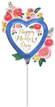14" Happy Mother's Day Painted Floral Heart - AIR FILL