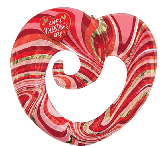 30" Happy Valentine's Day Marble Twisty Heart