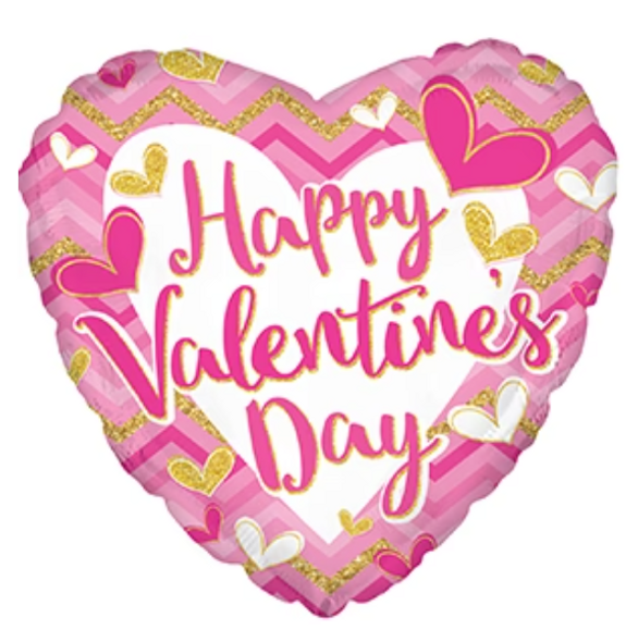 17" Happy Valentine's Day Pink Chevron