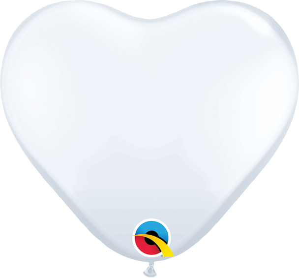 11" Qualatex White Heart Latex - 100 Ct. (FINAL SALE)