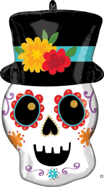 22" Day Of The Dead Skull & Top Hat
