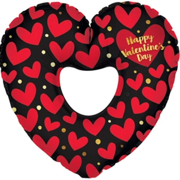 36” Happy Valentine's Day Red Hearts With Hole