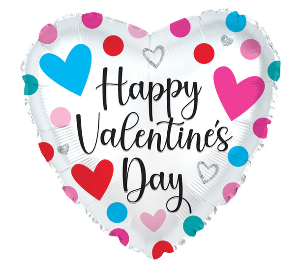 17" Happy Valentine's Day Dots & Hearts