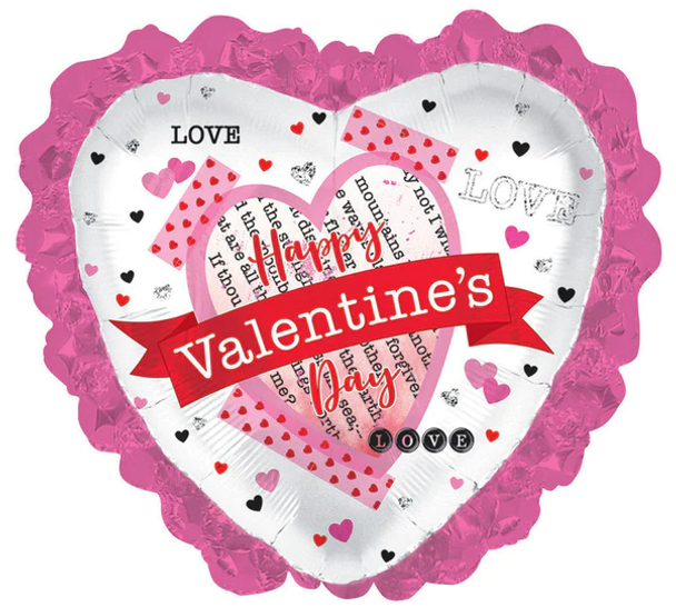 32” Happy Valentine's Day Banner Heart With Ruffles