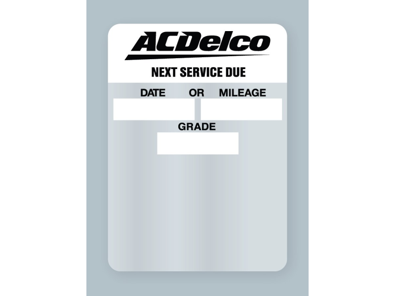 AC Delco Oil Change Sticker Static Cling