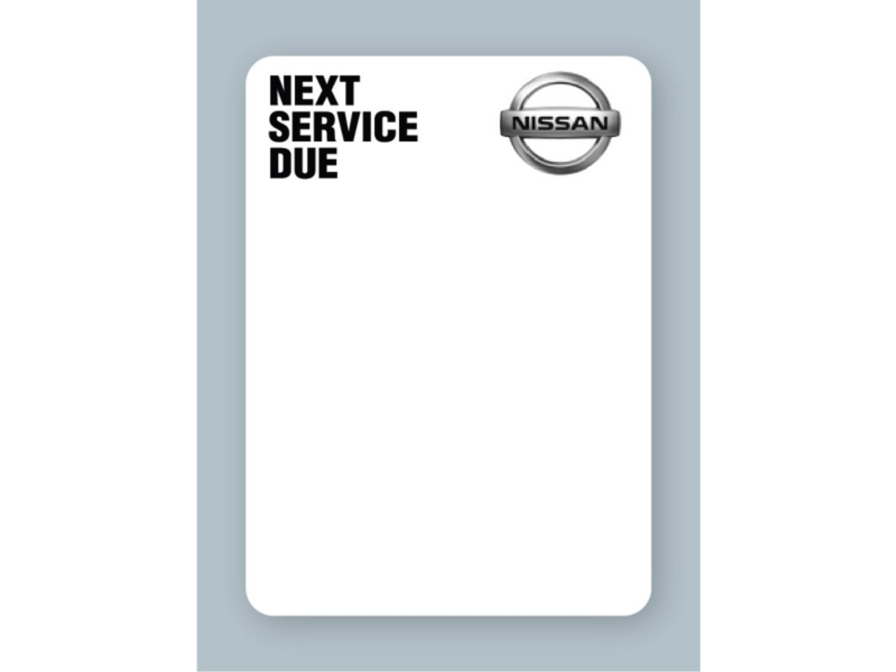 Nissan Next Service Due stickers on white low-tac will work with many different oil change sticker printers. These labels will not leave a sticky residue on your customer's windshields! 