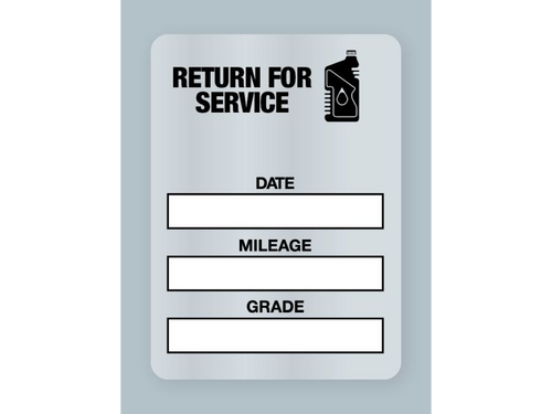Generic Oil Change Stickers - Handwritten Return for Service Black Oil Bottle