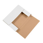 11 1/8 x 8 5/8 x 1" White Easy-Fold Mailers - 50/Bundle