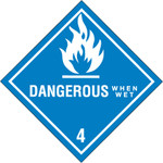 4 x 4" - "Dangerous When Wet - 4" Labels - 500/Roll