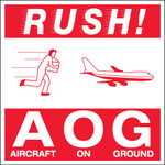4 x 4" - "Rush AOG - Aircraft On Ground" Labels - 500/Roll