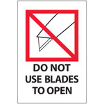 4 x 6" - "Do Not Use Blades to Open" Labels - 500/Roll