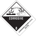 4 x 4 3/4" - "Corrosive Liquids, N.O.S." Labels - 500/Roll