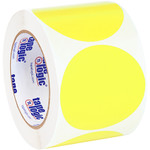3" Fluorescent Yellow Inventory Circle Labels - 500/Roll