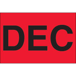 2 x 3" - "DEC" (Fluorescent Red) Months of the Year Labels - 500/Roll