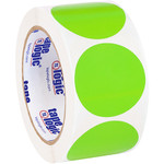 2" Fluorescent Green Inventory Circle Labels - 500/Roll
