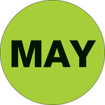 1" Circle - "MAY" (Fluorescent Green) Months of the Year Labels - 500/Roll