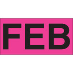 3 x 6" - "FEB" (Fluorescent Pink) Months of the Year Labels - 500/Roll