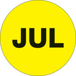 1" Circle - "JUL" (Fluorescent Yellow) Months of the Year Labels - 500/Roll