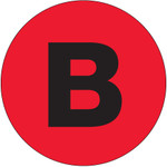 2" Circle - "B" (Fluorescent Red) Letter Labels - 500/Roll