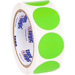 1 1/2" Fluorescent Green Inventory Circle Labels - 500/Roll