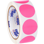 1 1/2" Fluorescent Pink Inventory Circle Labels - 500/Roll