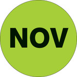 1" Circle - "NOV" (Fluorescent Green) Months of the Year Labels - 500/Roll