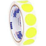 1" Circles - Fluorescent Yellow Removable Labels - 500/Roll
