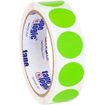 1" Fluorescent Green Inventory Circle Labels - 500/Roll