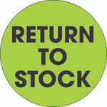 2" Circle - "Return To Stock" Fluorescent Green Labels - 500/Roll