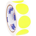 1 1/2" Fluorescent Yellow Inventory Circle Labels - 500/Roll