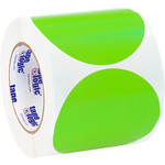 4" Fluorescent Green Inventory Circle Labels - 500/Roll
