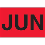 2 x 3" - "JUN" (Fluorescent Red) Months of the Year Labels - 500/Roll