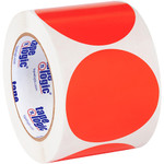 3" Fluorescent Red Inventory Circle Labels - 500/Roll