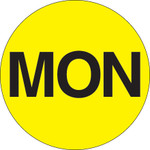2" Circle - "MON" (Fluorescent Yellow) Days of the Week Labels - 500/Roll