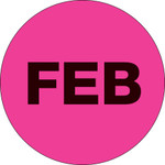 1" Circle - "FEB" (Fluorescent Pink) Months of the Year Labels - 500/Roll
